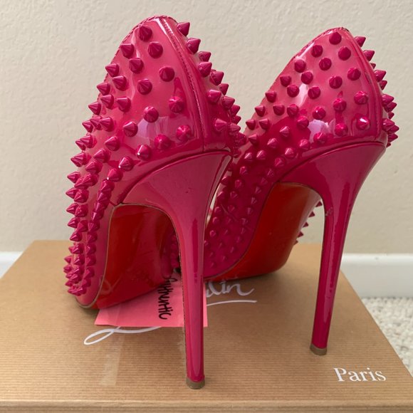 Christian Louboutin Pigalle Spikes 120 Patent Pink Grenadine Sz 41 EU / 11 US - Picture 10 of 16
